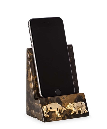 Bull and Bear Phone Cradle - Solid Marble