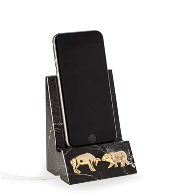 Bull and Bear Phone Cradle - Black Marble
