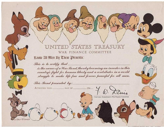 The Walt Disney Company War Bond - 1944 - Unissued