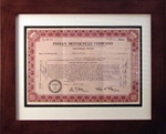 Framed Indian Motorcycle Company Stock Certificate