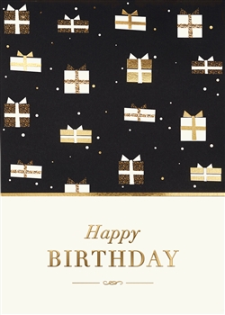 Gold Shimmery Presents Birthday Card - Greeting Card