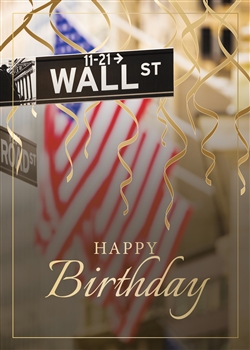 American Flag on Wall Street Birthday Card - Greeting Card