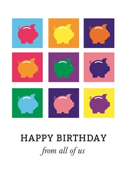 Piggy Bank Pop Art Birthday Card - Greeting Card