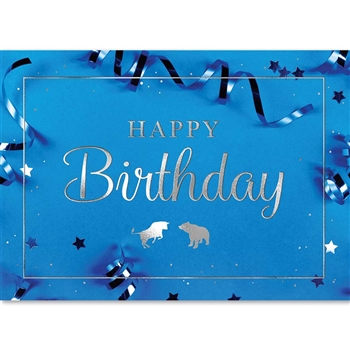 Silver Bull & Bear Streamers Birthday Card - Greeting Card