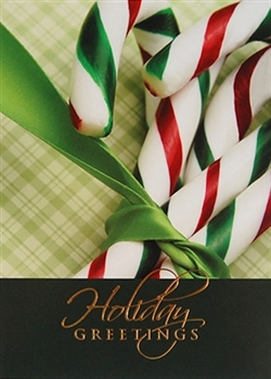 Green and Red Candy Canes Holiday Greeting Card