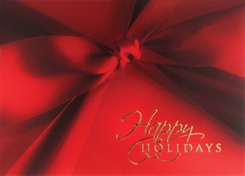 Happy Holiday Red Bow Holiday Greeting Card
