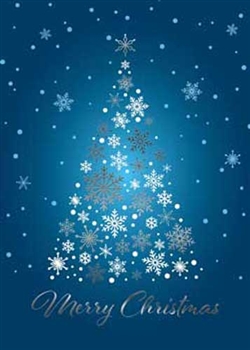 Blue Snow Flake Tree - Holiday Greeting Card