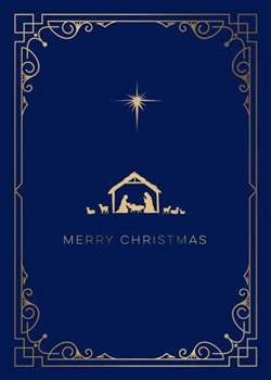 Elegant Gold Foil Nativity Holiday Card - PREMIUM