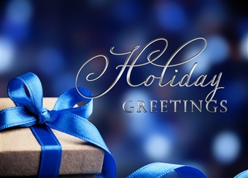 Blue Present Holiday Greeting Card