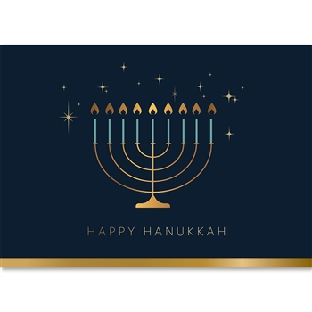 Shimmering Menorah Hanukkah Holiday Greeting Card