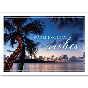Warm Wishes Tropical Lights Holiday Greeting Card