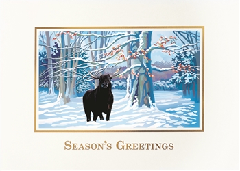 Bull in Winter Snow Season's Greetings Card