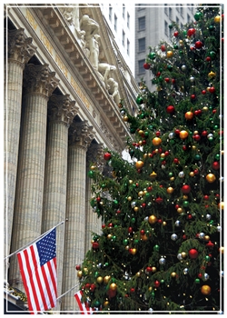 Tree on Wall Street Holiday Card