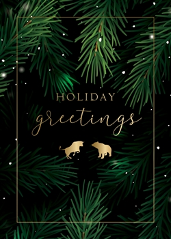 Bull & Bear Holiday Evergreen Holiday Greetings Card