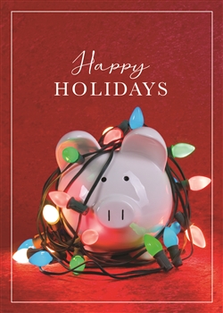 Piggy Bank Lights Holiday Greeting Card