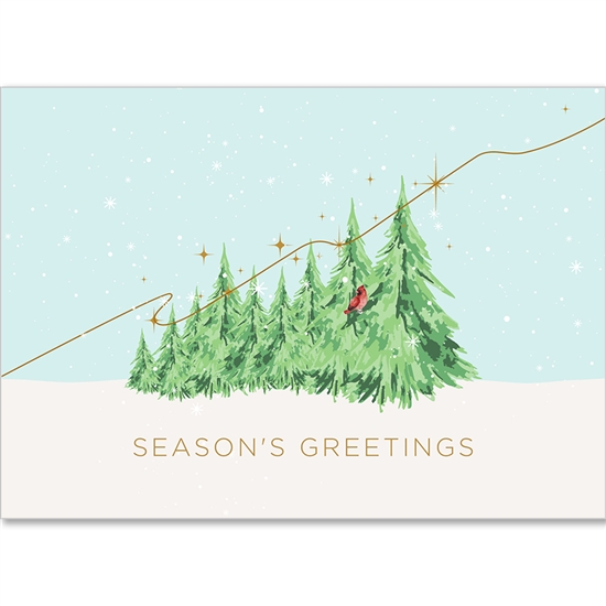 Watercolor Tree Graph Holiday Greeting Card