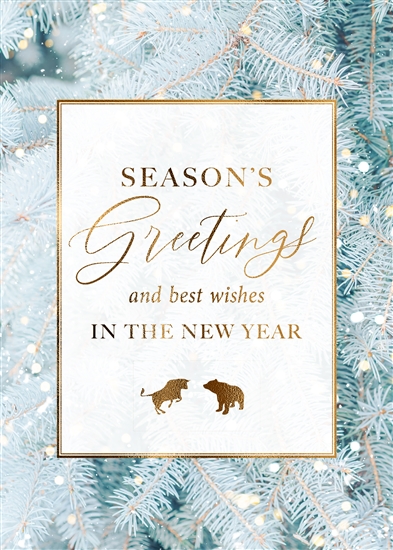 Bull & Bear Icy Blue Tree Holiday Greeting Card