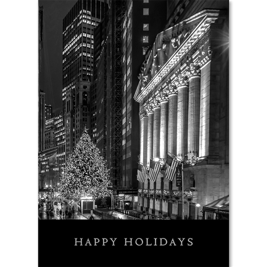 Silver & Black Stock Exchange Holiday Greeting Card