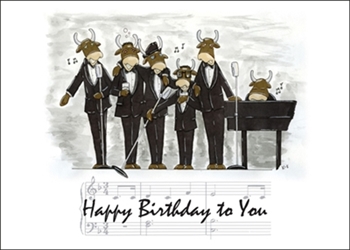 Rat Pack Bulls Happy Birthday Card