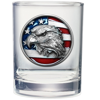 American Eagle w/ Flag Whiskey Glasses - Set of 2