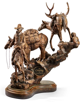 Cowboy & Pack Horses Sculpture - The Crossing