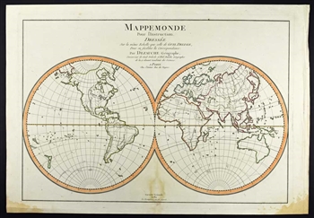 Vintage World Map - Guillaume De L'Isle,  Buache & Dezauche - 1819