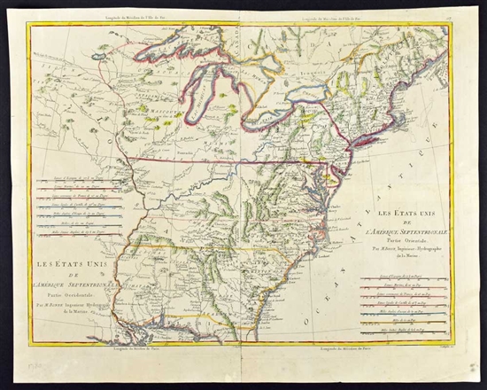 Antique Map of North America - Rigobert Bonne 1780