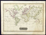 Antique The World Map on Mercators Projection - est 1795