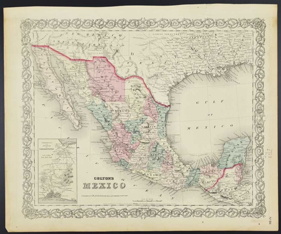Colton's Mexico Map - 1860s