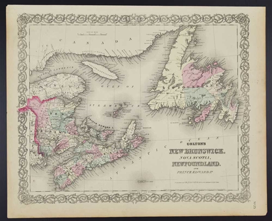 Colton's New Brunswick, Nova Scotia, Newfoundland, and Prince Edward Island Map - 1860s