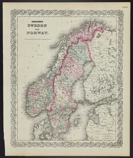 Colton's Sweden and Norway Map - 1860s