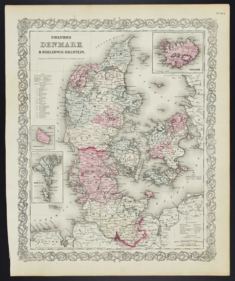 Colton's Denmark & Schleswig Holstein Map - 1860s