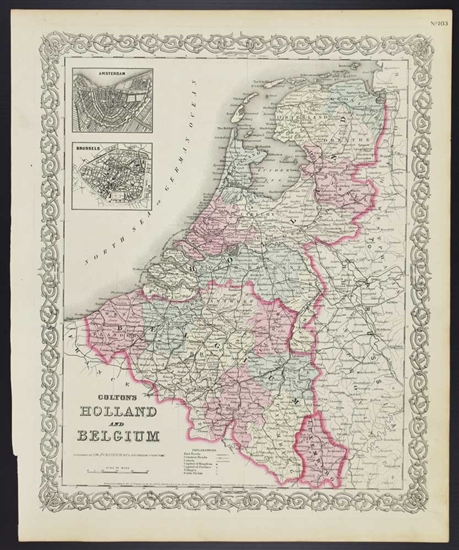 Colton's Holland and Belgium Map - 1860s