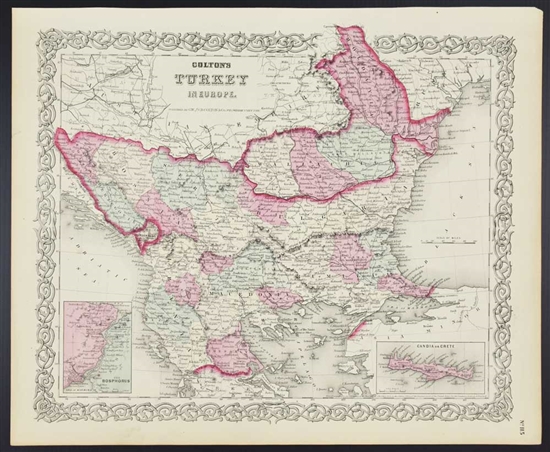 Colton's Turkey in Europe Map -  1860s
