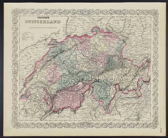 Colton's Switzerland Map -  1860s