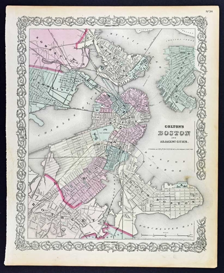 Antique Map of Boston - Colton 1870s