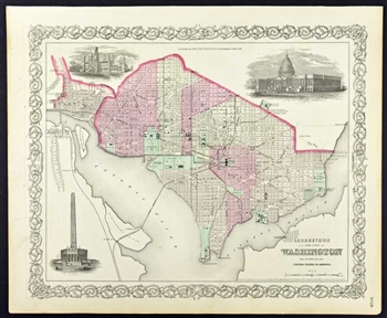 Antique Map of Georgetown and Washington D.C. - Colton 1871