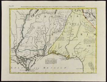 Map of The Gulf Coast, Florida, Georgia, Carolinas - by Zatta 1778
