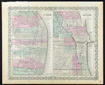 Antique Map of Chicago & St. Louis - Colton 1871