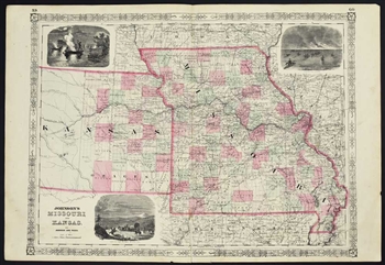 Johnson's Antique Map of Missouri & Kansas - 1860s