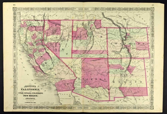 Johnson's Antique Map of California & Western Territories - 1866