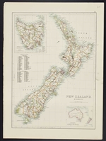 Antique Map of New Zealand & Tasmania - Edinburgh 1875