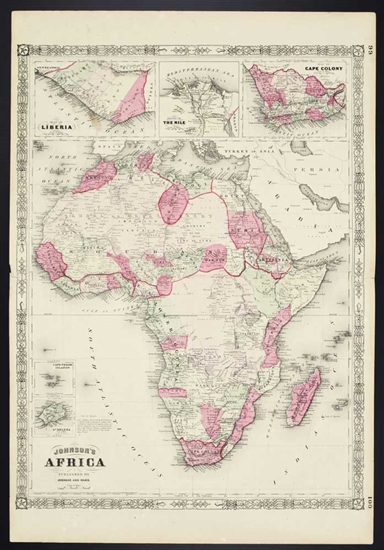 Johnson's Antique Map of Africa - 1864