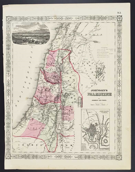 Johnson's Antique Map of Palestine - 1864