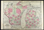 Johnson's Antique Map of Michigan & Wisconsin - 1867
