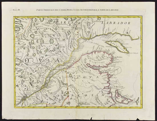 Map of Nova Scotia , Labrador Canada  - by Zatta 1778