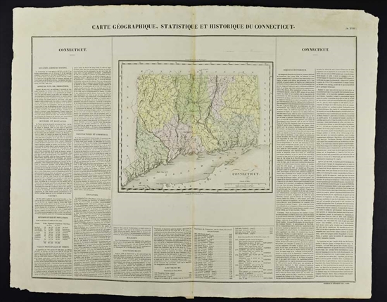 Antique Map of Connecticut  - J.A. Buchon 1825