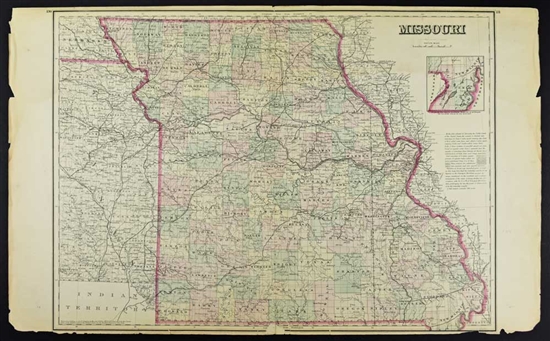 Old Map of Missouri - Colton 1870s