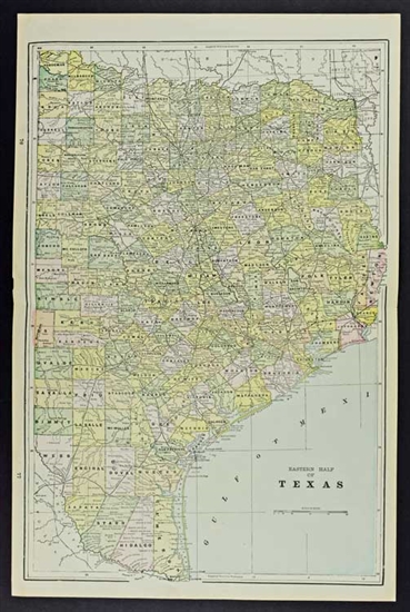 Antique Map of Texas - Eastern Half - Cram 1888