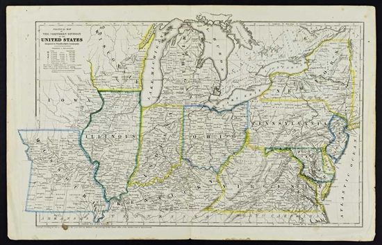 Political Map of The Northern Division of the U.S. - Woodbridge 1843